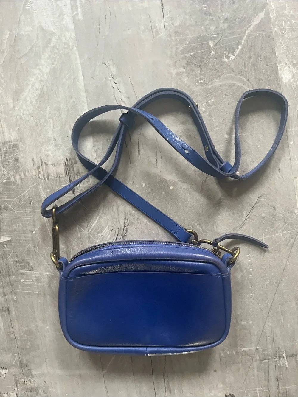 Madewell Cobalt Blue Leather carabiner, mini Crossbody Bag